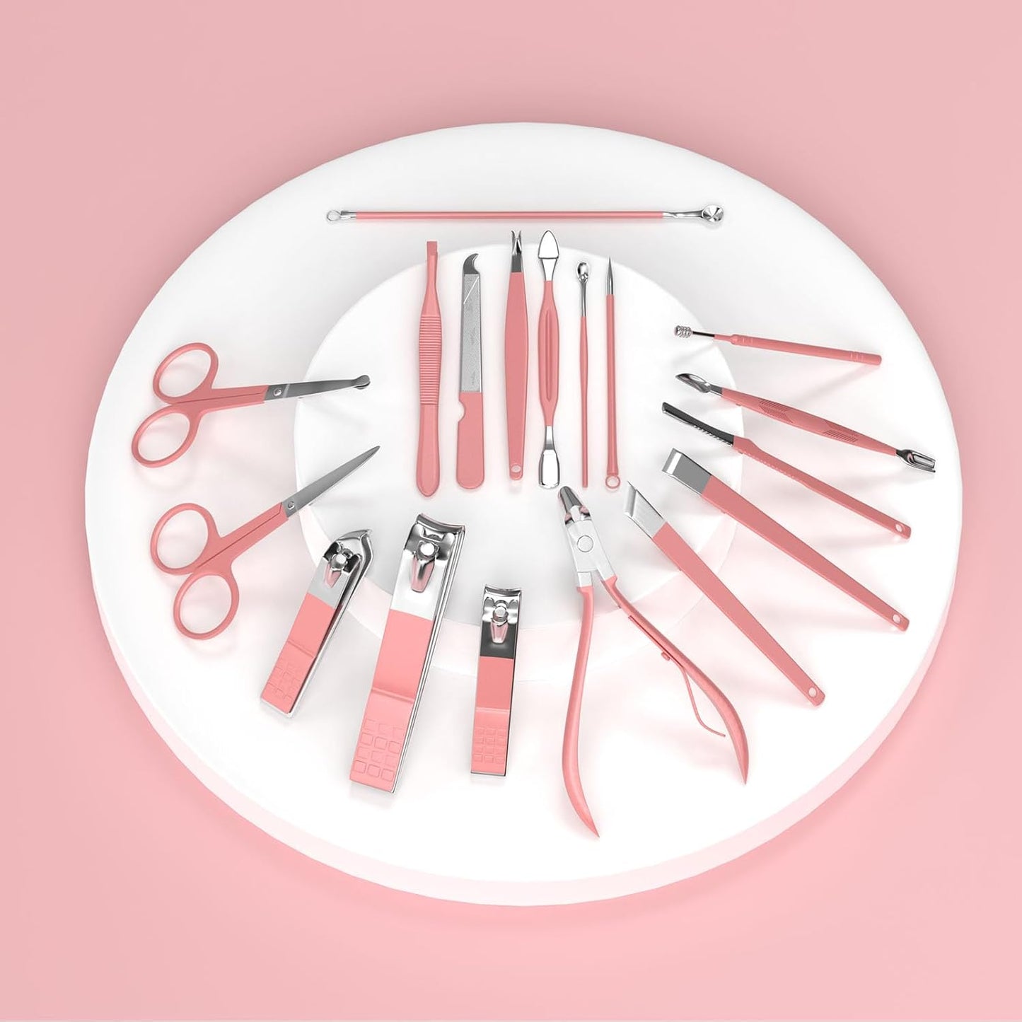 Glowvica Professional 18 Piece Manicure and Pedicure Kit, Stainless Steel Nail Care Set with Travel Case