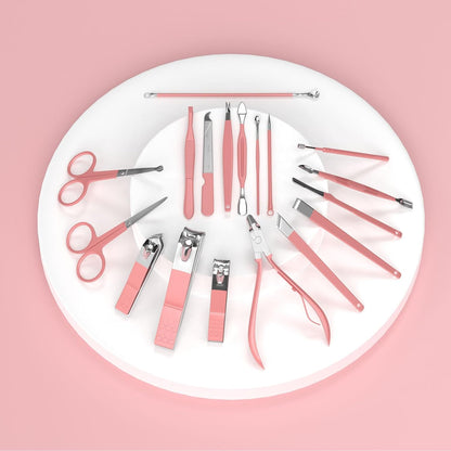 Glowvica Professional 18 Piece Manicure and Pedicure Kit, Stainless Steel Nail Care Set with Travel Case